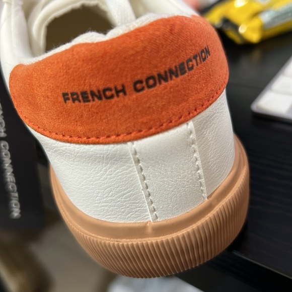 NWT French Connection Becka Lace Up Sneakers Women 9 White Orange - Picture 3 of 4